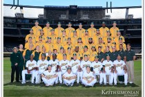 Oakland Athletics team photo in center field of O. co Stadium