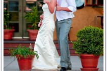 thumbs up from the bride and groom