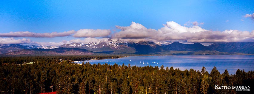 View of California side of Lake Tahoe taken from Harrah's Lake Tahoe in Stateline, Nevada
