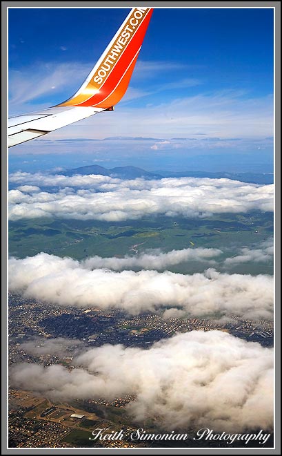 San Francisco Bay are view from the sky in Southwest Airlines jet.
