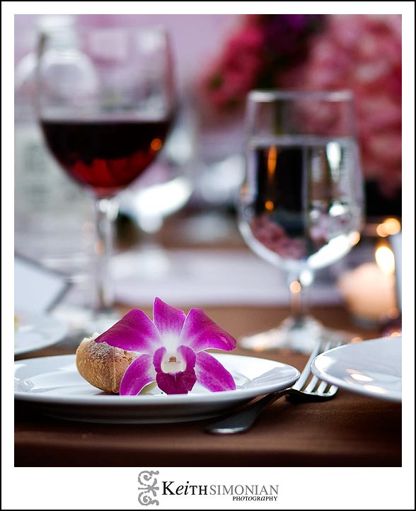 Guests are treated to Red wine and flower for the wedding reception at the Nicholson Ranch Winery.