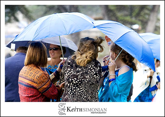 A little rain for the outdoor wedding ceremony at Lover's Point in Pacific Grove