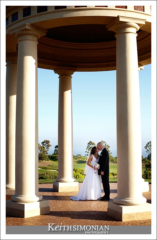 Cassie and Ben inside Palladian inspired rotunda which overlooks the Pacific Ocean