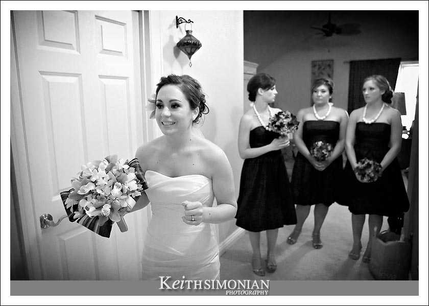Kirsten and the Bridesmaids in a black and white photo