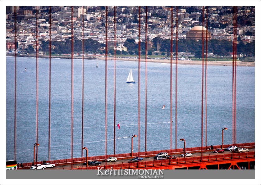 Crissy field as seen from the Marin side of the Golden Gate Bridge