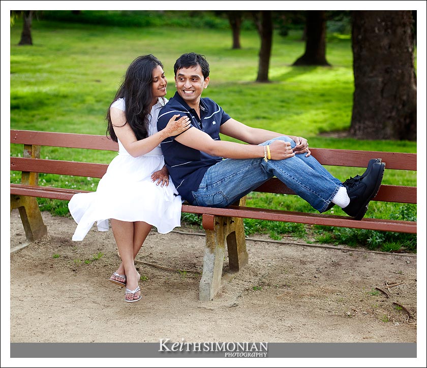 Couple on park bench in San Francisco photo