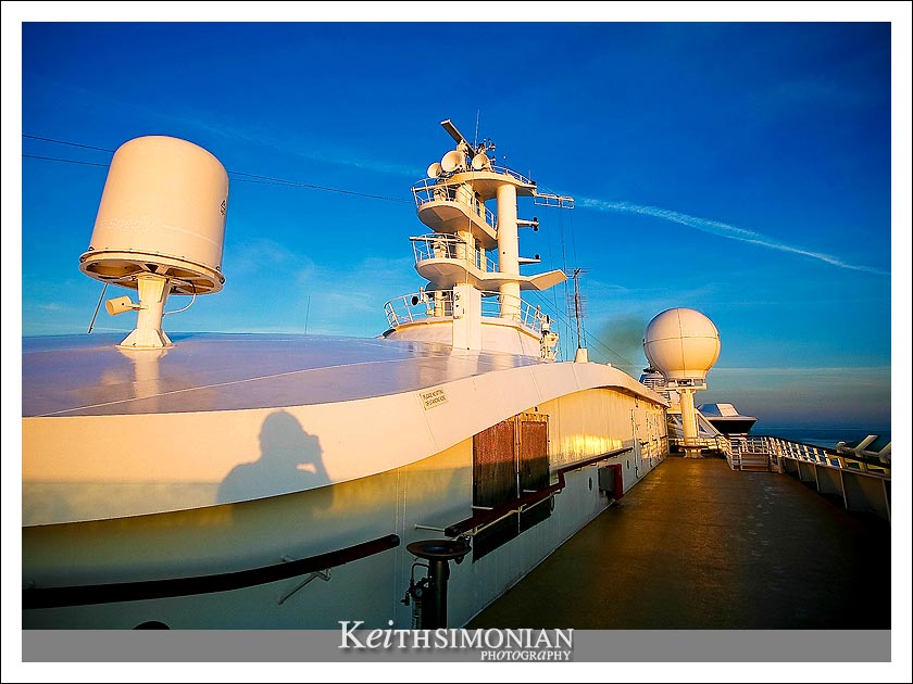 Sunrise self portrait in the shawdows cast by the sun. Radiance of the Seas - Royal Caribbean Cruise line