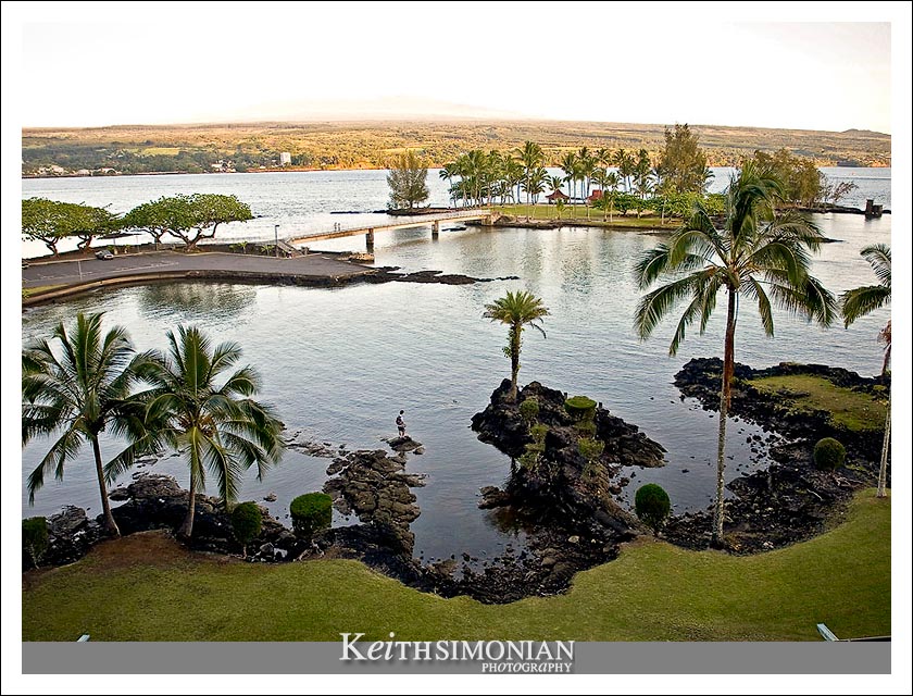 View from hotel room at twilight on Kona, Hawaii