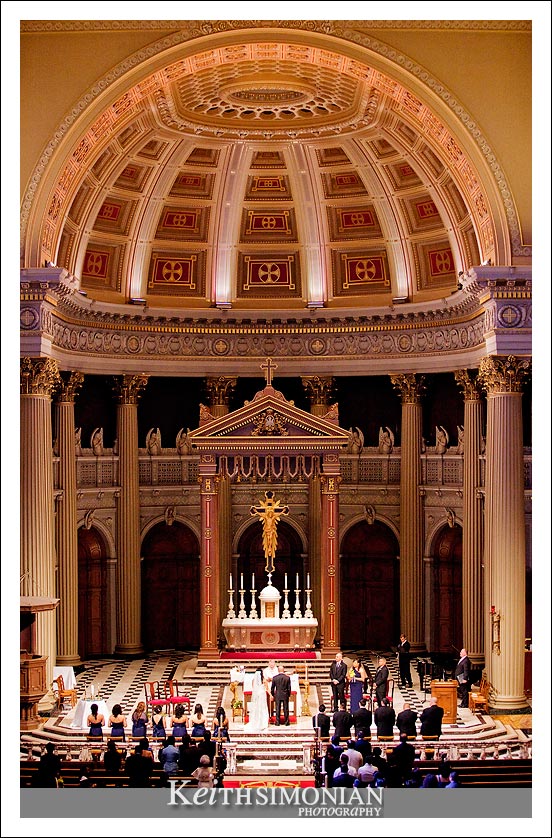 Wedding ceremony at St Ignatius Catholic Church in San Francisco