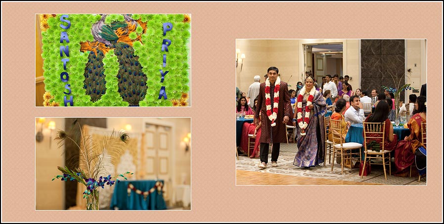 Bride and groom enter reception at the Fremont - Newark Hitlon Hotel in California