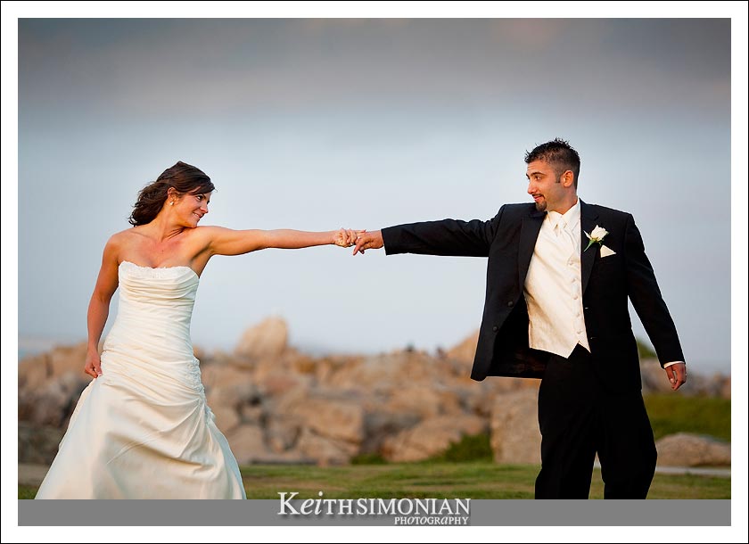 Bride and Groom at Lovers Point in Pacific Grove, California