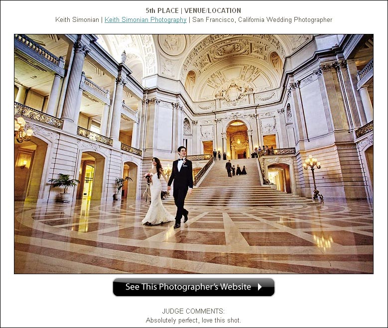 San Francisco City Hall award winning photo of bride and groom