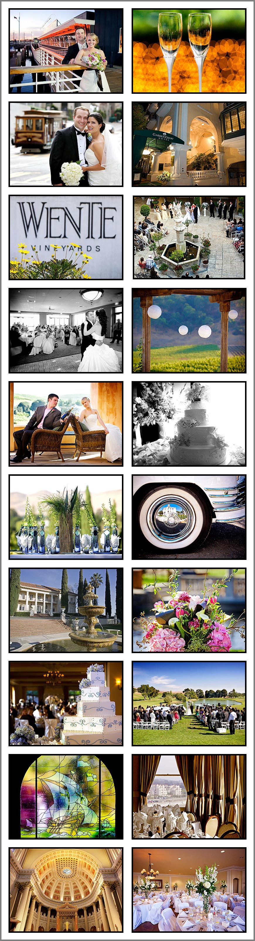 Wedding Venues from the San Francisco Bay Area - Napa Valley - Monterey - Northern California