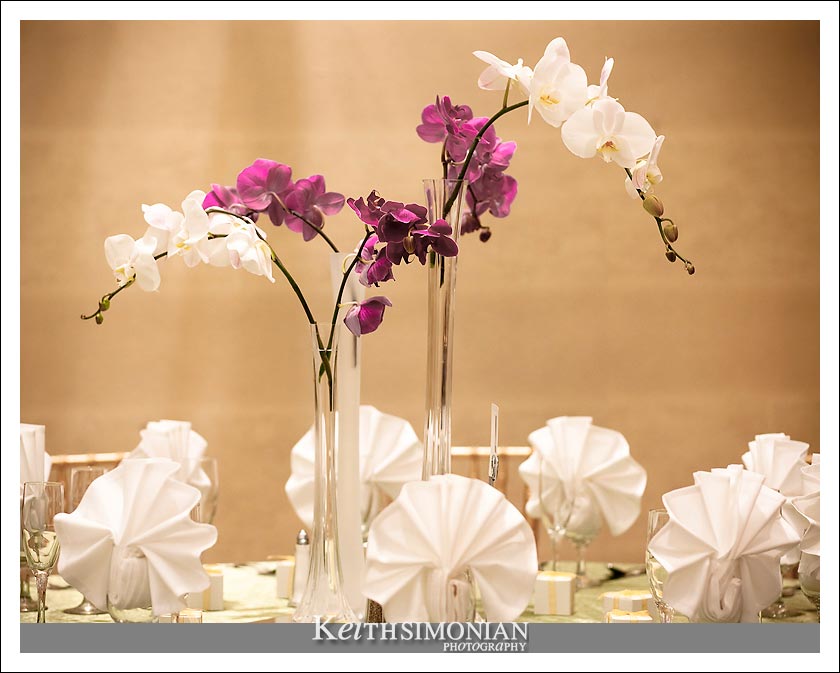 Photo of flowers on table for evening reception