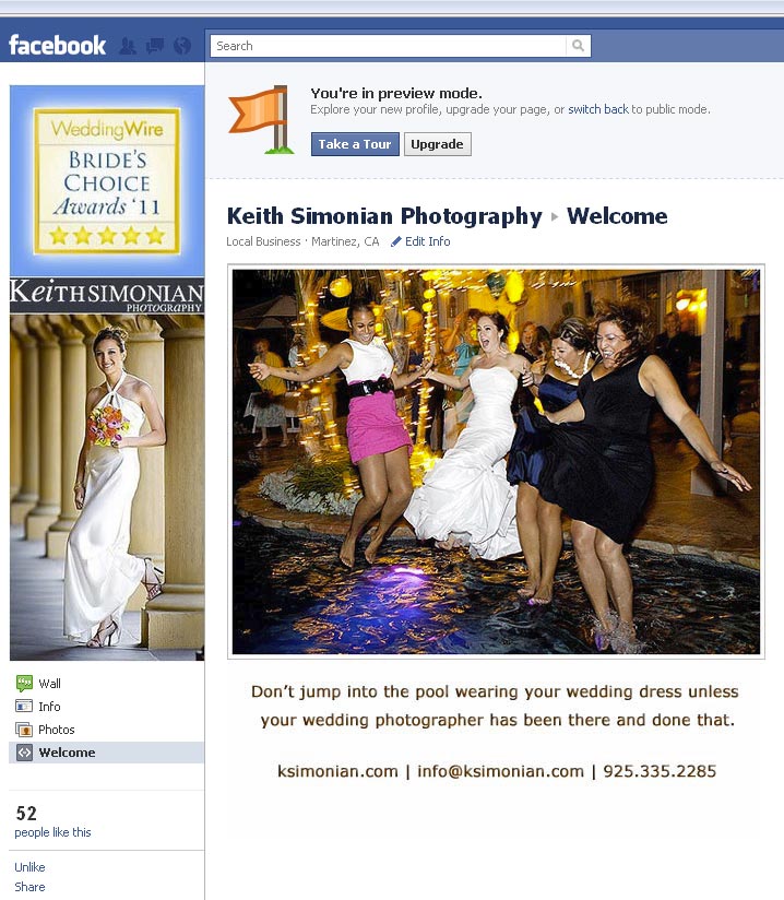 Facebook page with new welcome size image - 493 pixels wide