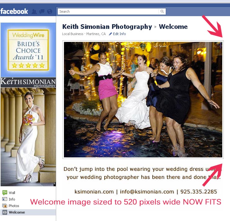New facebook design with 520 pixel wide photo that fits