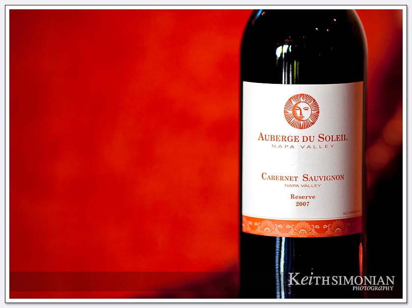 Wine bottle with red background