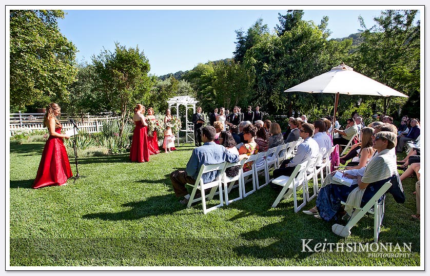 bridesmaid speaking during ceremony