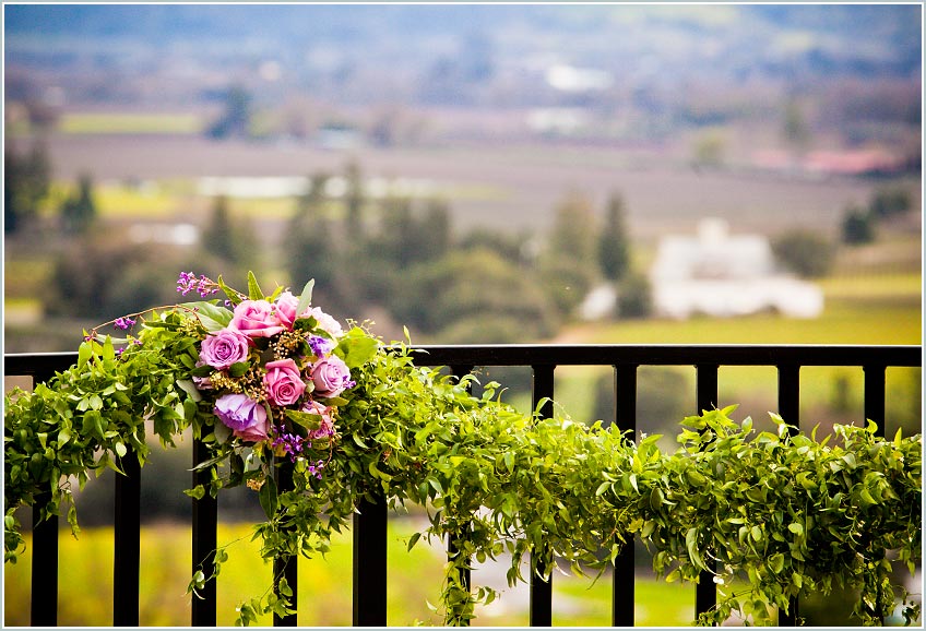 Flowers and late day sunset viewed from Auberge du Soleil