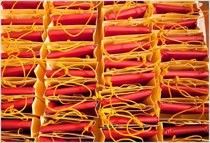 Orange and yellow gift bags