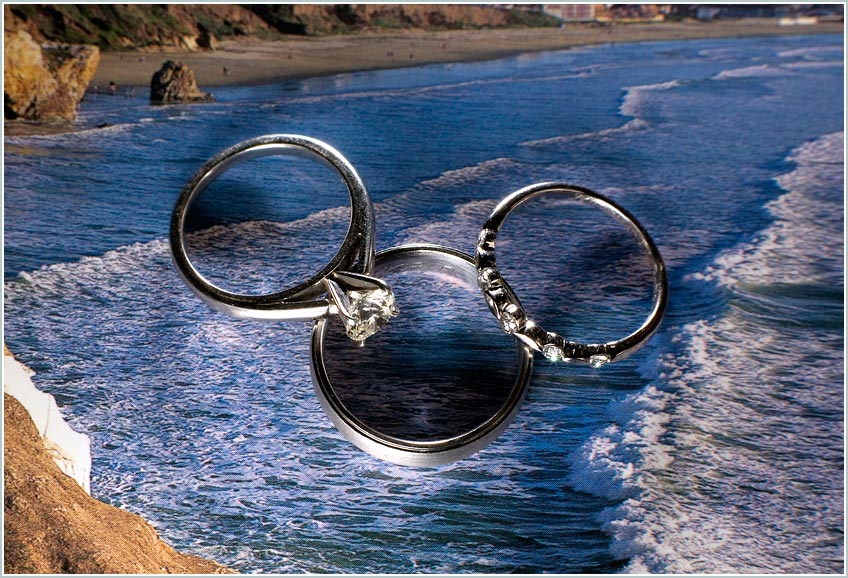 Wedding rings photographed on Ocean photo - San-Benito-House-Half-Moon-Bay-05 Bride and groom's wedding rings photo