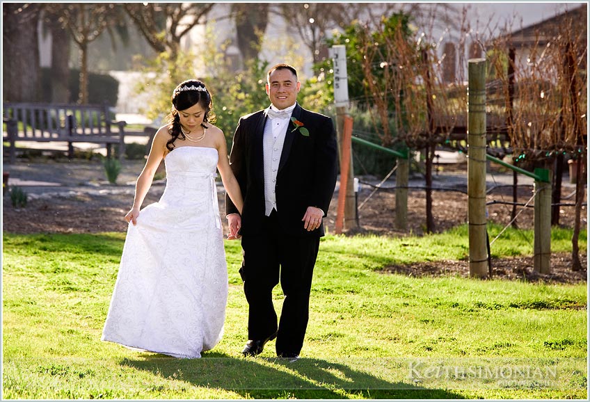 green grass and vineyards for the bride and groom