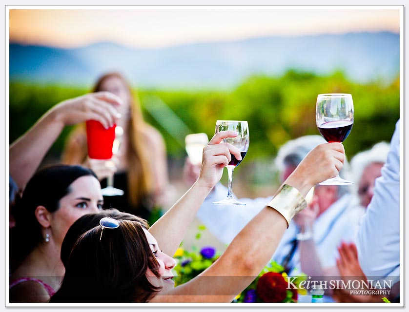 It wouldn't be a Napa Valley wedding without raising wine filled glasses for a toast