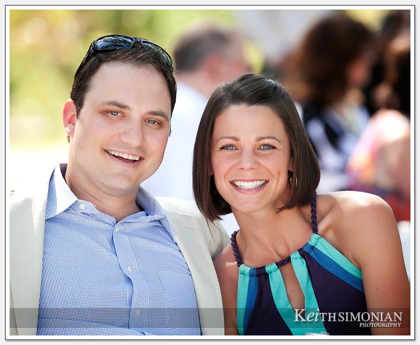 Guests at Sonoma Valley wedding at B R Cohn winery smiling for the camera
