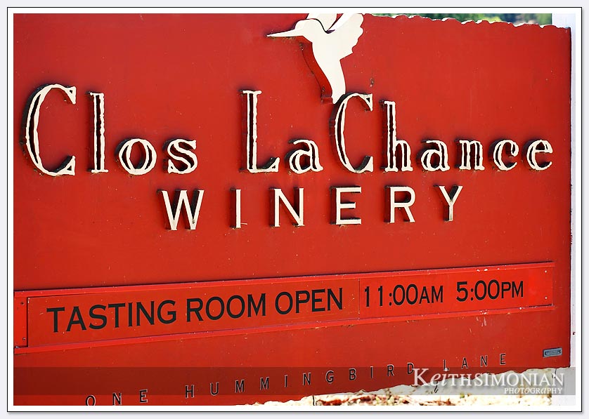 Clos La Chance red winery sign
