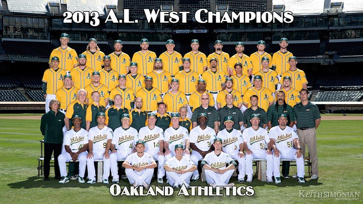 Oakland Athletics 2013 team photo by Keith Simonian Photography in the Oakland Coliseum 