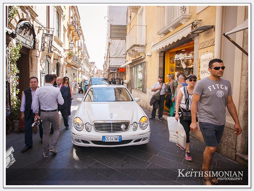 If there is a road you can drive on it in Taormina no matter how many tourists are walking on the road.