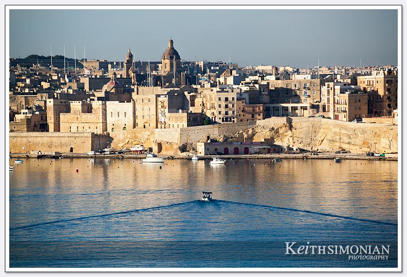 Early morning sunlight on the walls that have protected the port city of Valletta Malta