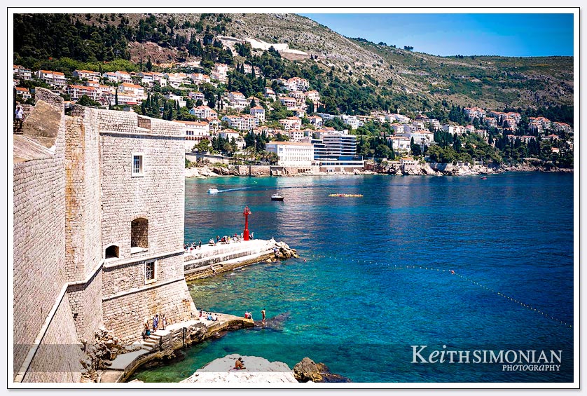 The very blue waters seen from the wall in Dubrovnik Croatia.
