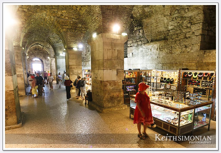Underground shopping for the tourist in Split, Croatia