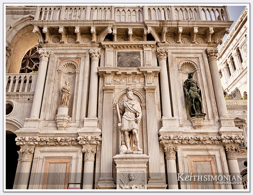 Statues in courtyard of Doge's Palace - Venice Italy