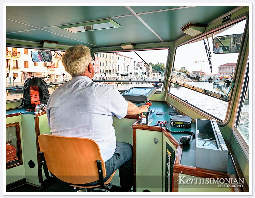 Water bus driver in Venice Italy
