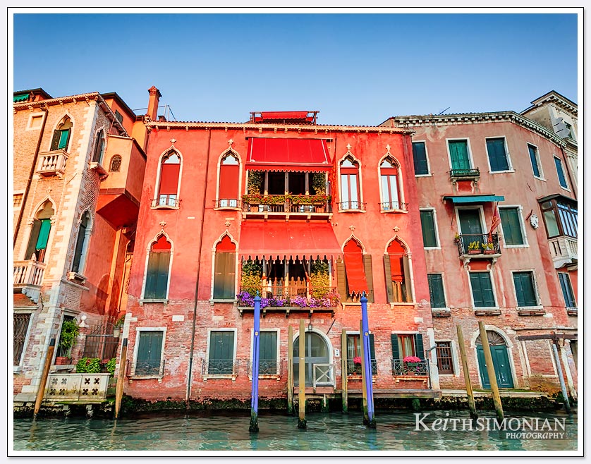 Red house along the main canal - Venice Italy