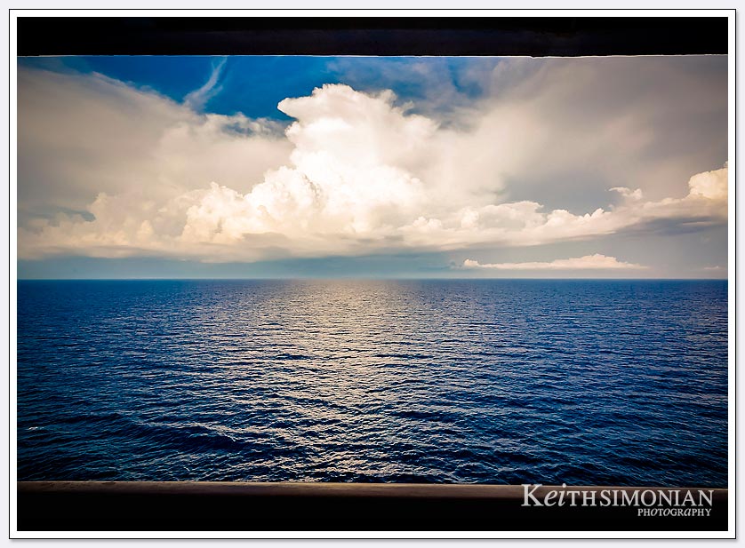 White clouds at sea viewed from Vista Suite on the Holland America ship MS Zuiderdam