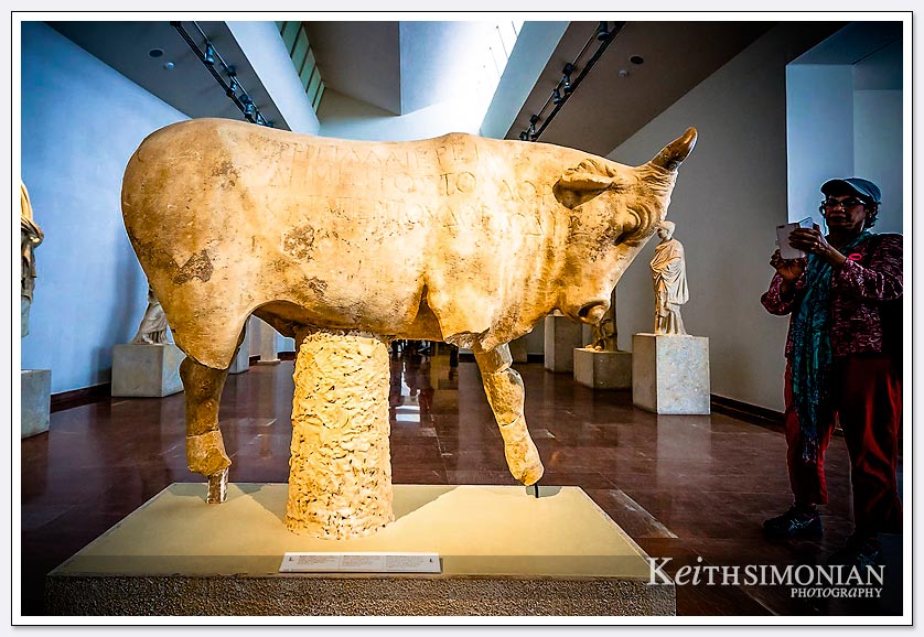 Statue of a bull in Olympia museum, Greece