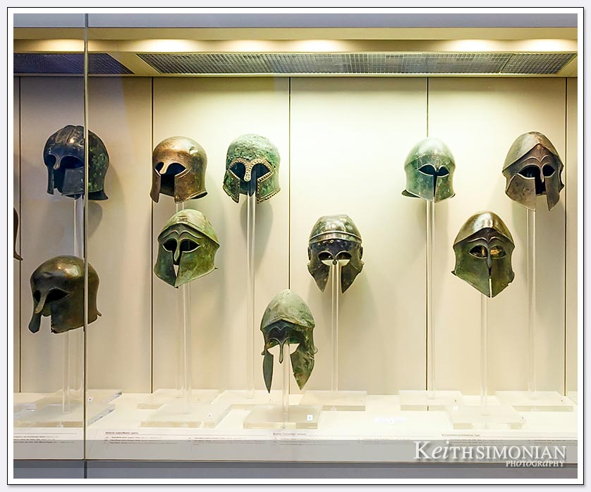 Helmuts in Olympia museum Greece