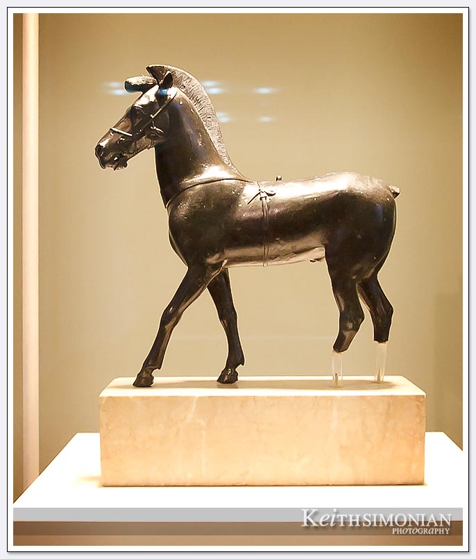 Bronze statuette of a horse in Olympia museum Greece