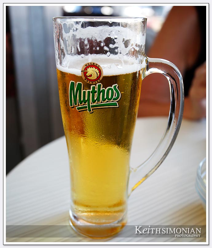 Frosty glass of Mythos beer - Greece