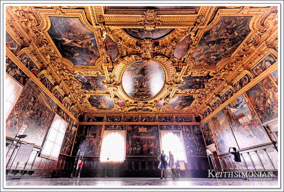 The Chamber of the great Council room inside Doge's Palace - Venice, Italy