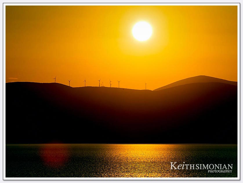 Windmills at sunrise - Greece