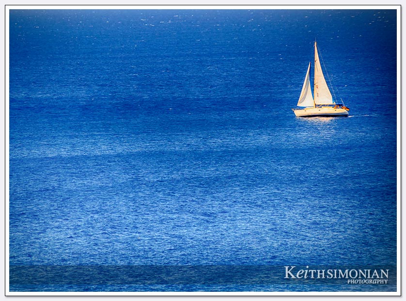 Sailboat and and about in the blue seas of Rhodes, Greece