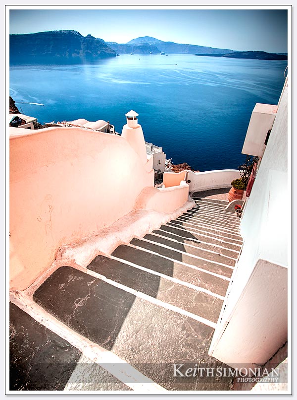 The steps appear to lead all the way down to the Aegean Sea
