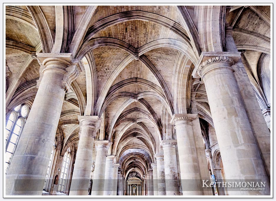 The arches of the Cathedral Notre Dame that survived the bombings during World War Two - Le Havre, France