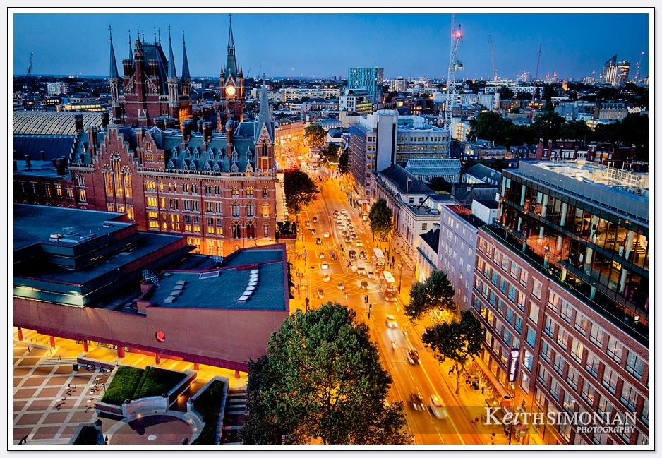 Night time view of London from the Pullman London St Pancras Hotel