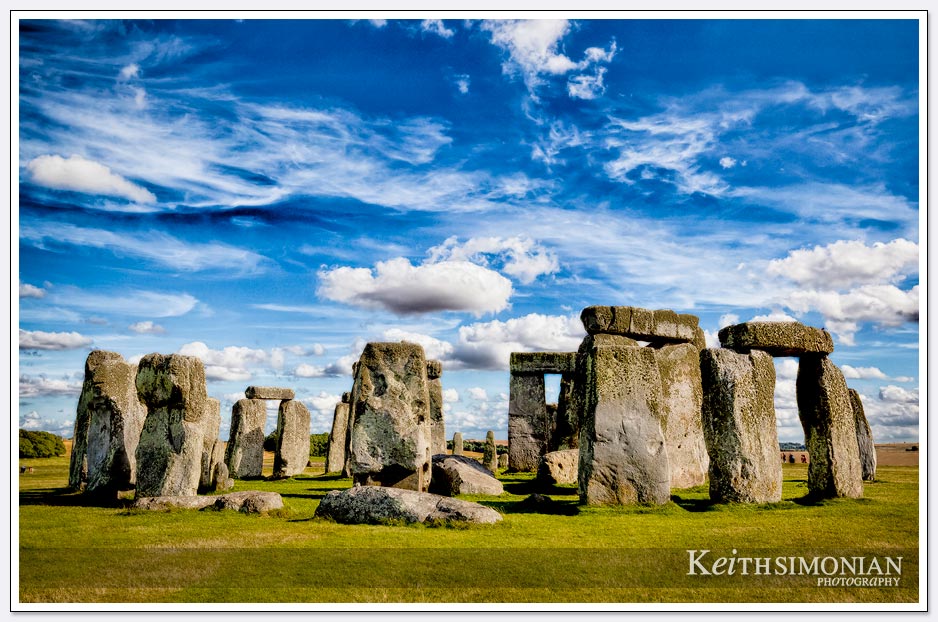 Wonderful blue sky and clouds above Stonehenge