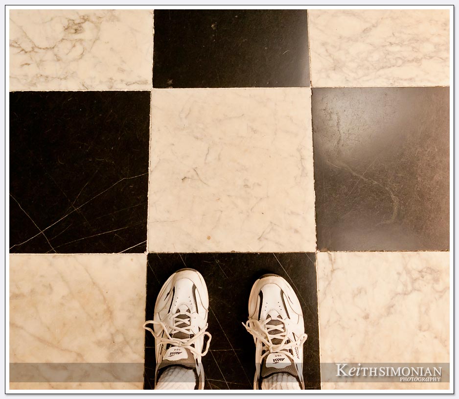 Black and white checkered floor in Kensington Palace - London, England